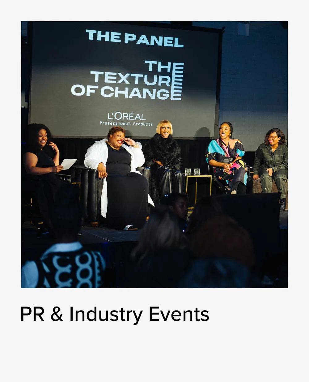 Panel on stage at The Texture of Change, PR and industry event photography